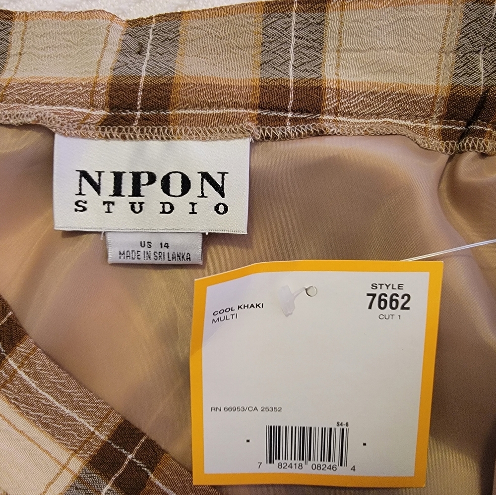 Nipon Studio Women's Plaid Maxi Skirt in Brown and Cream Vintage Size 14 NWT - Picture 5 of 7